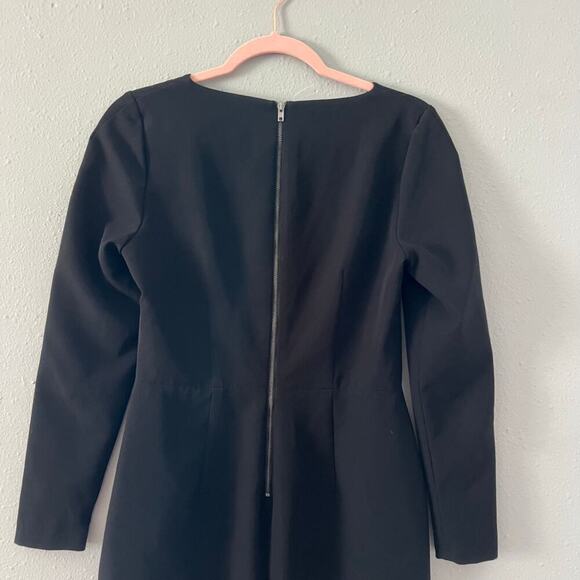 Maggy London Black Long-Sleeve Midi Dress – Size US 4 scalloped neck - Picture 7 of 8